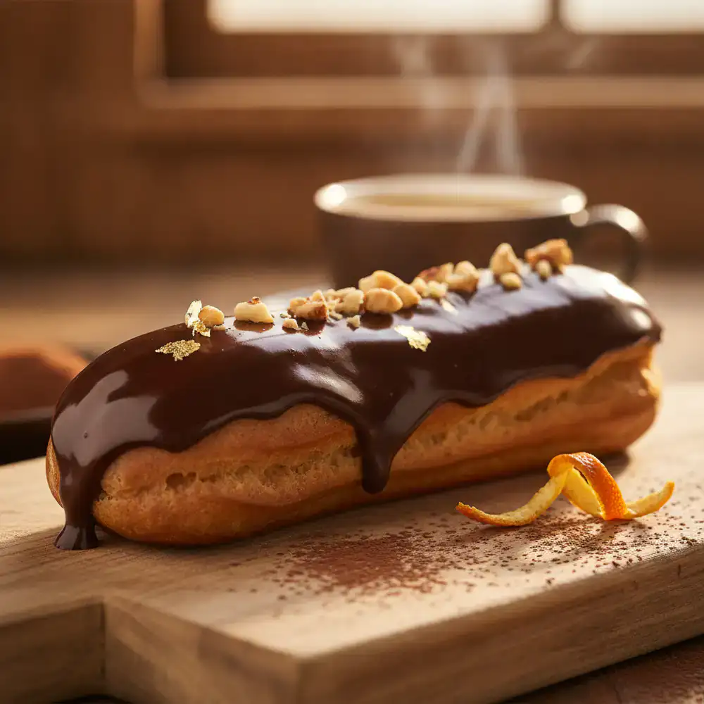 Éclair au chocolat avec glaçage brillant