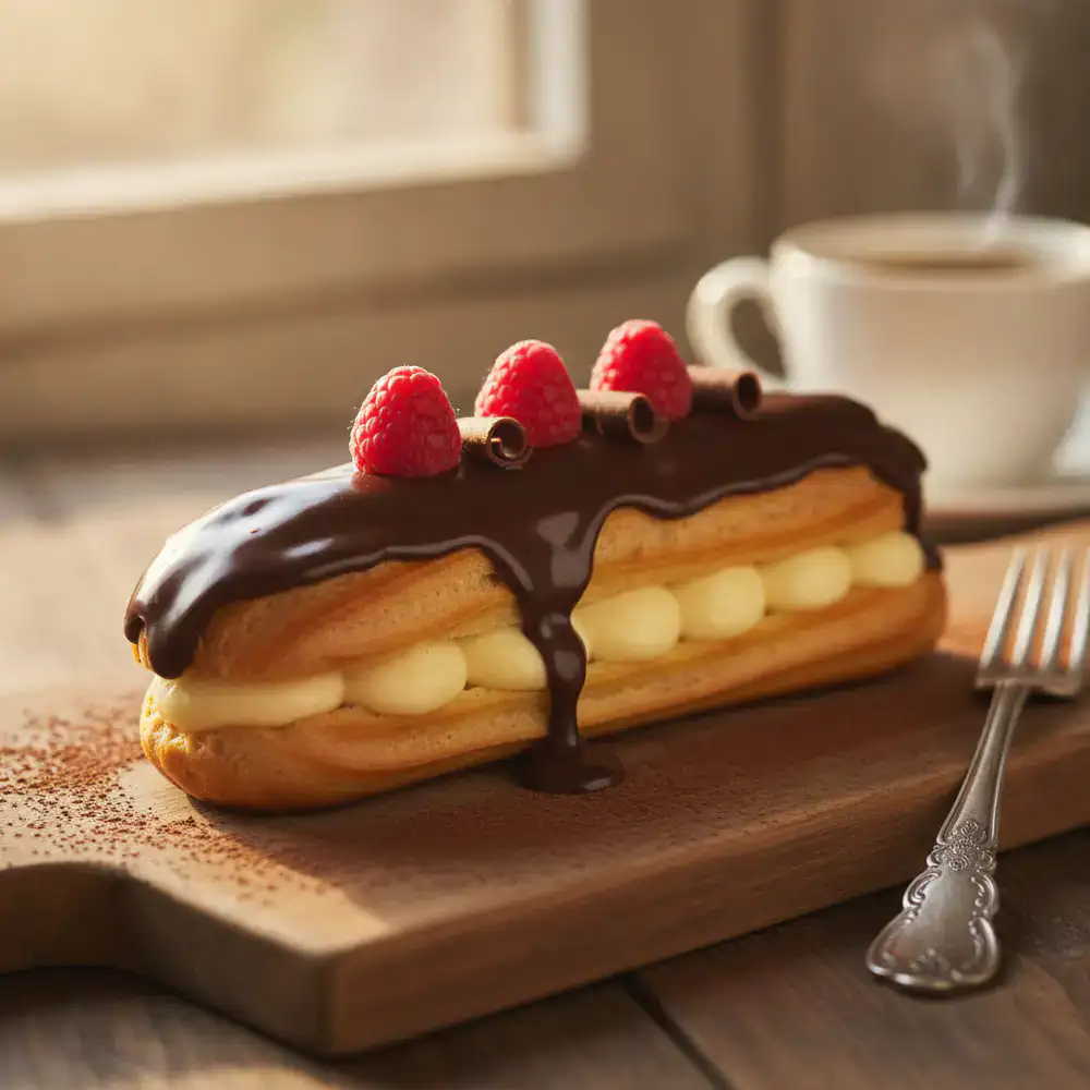 Éclair au chocolat, pâtisserie fine